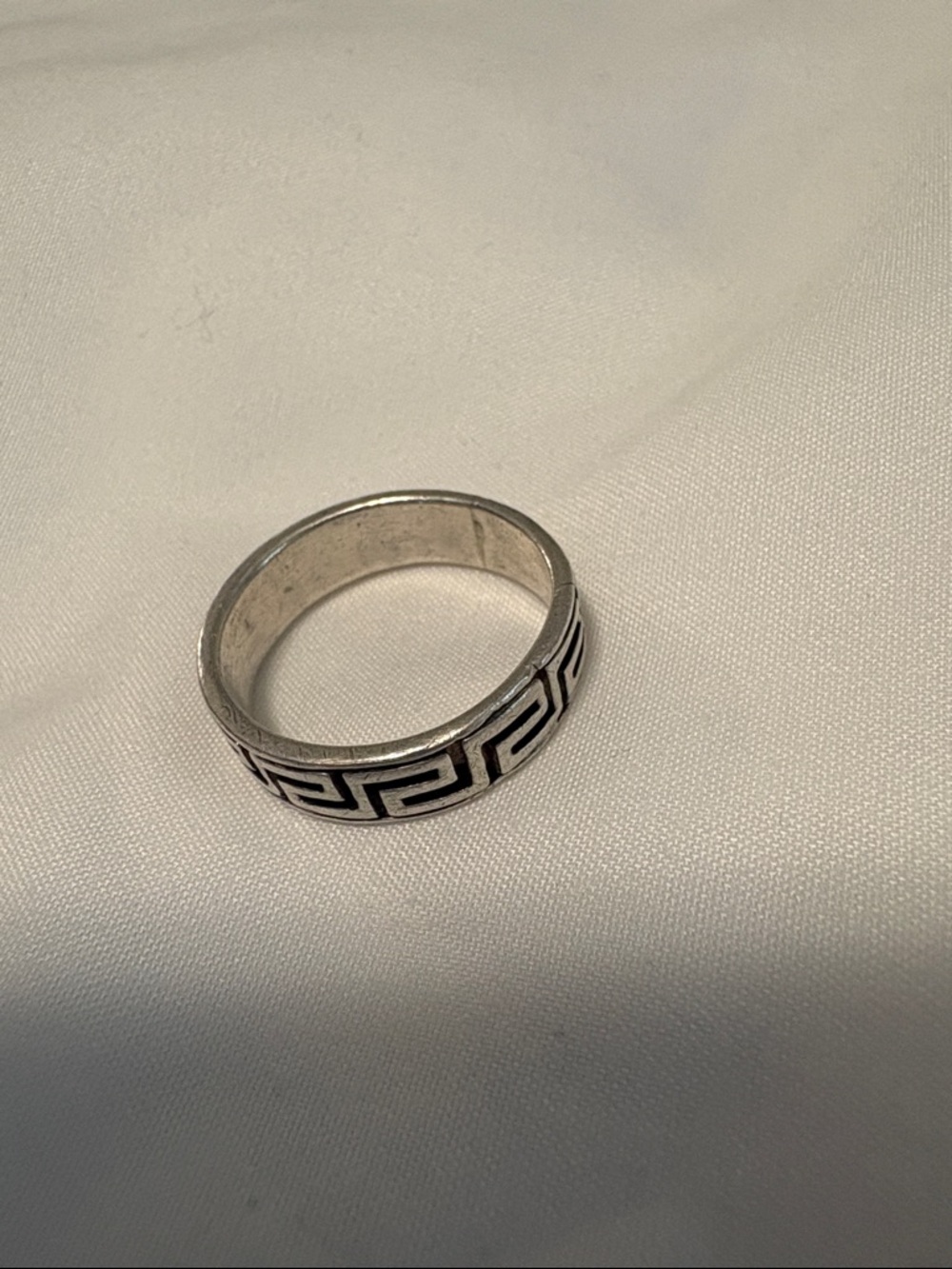 Mens Key Silver Band Ring 925- Black Inlay